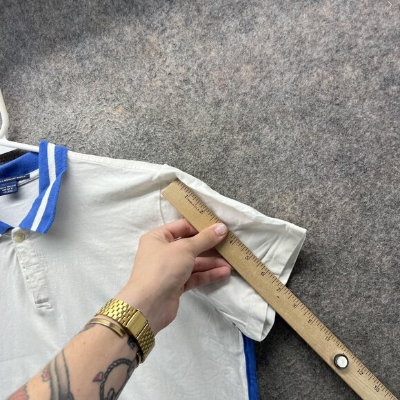 Ralph Lauren Golf Polo Shirt Women Large White Blue Trim Pony Logo Collar Casual - Picture 9 of 11
